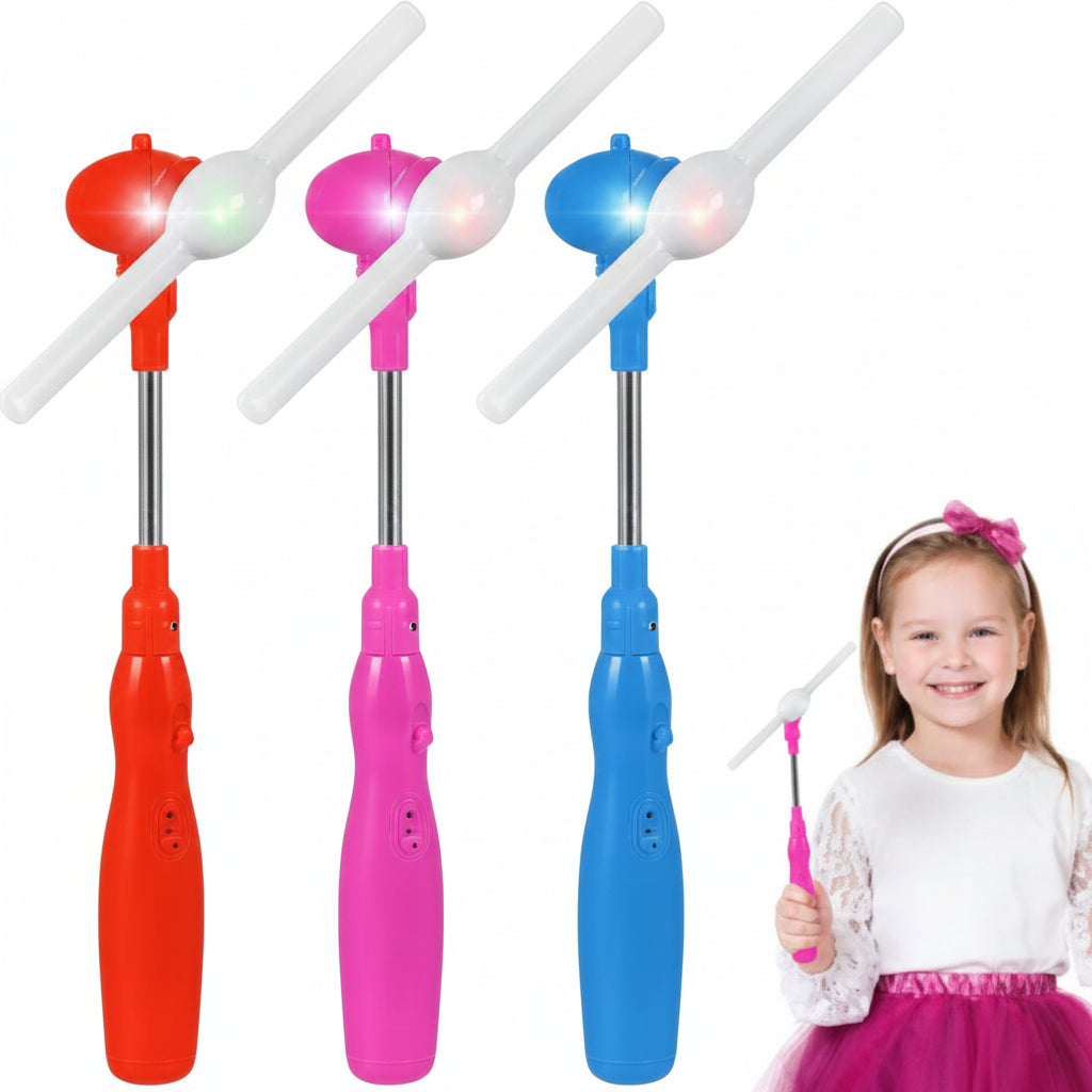 LED Spinning Windmill Wand Toy – Light-Up Propeller Stick for Kids