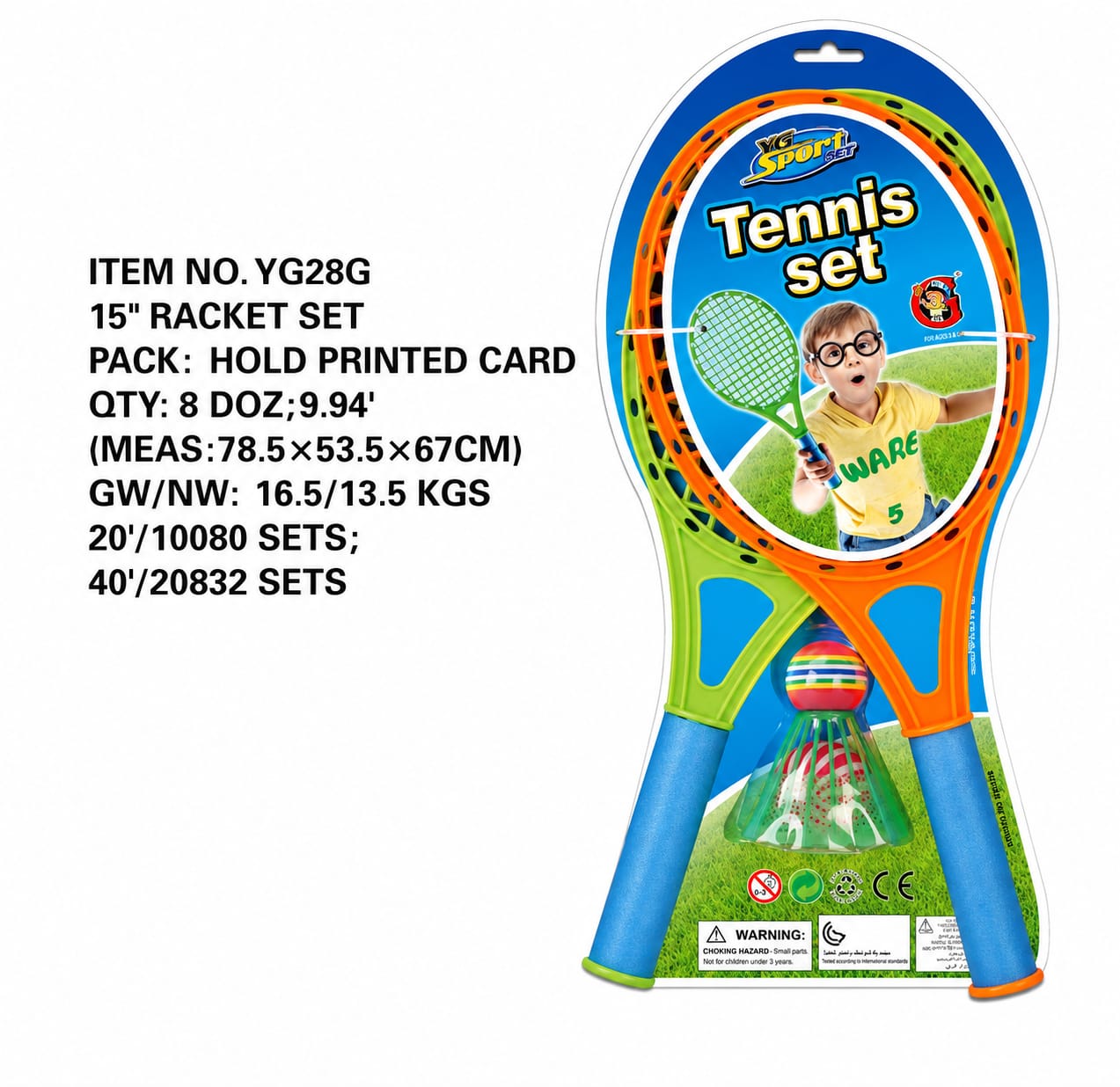 Kids Tennis & Badminton Racket Set – 15" Sport Play Set
