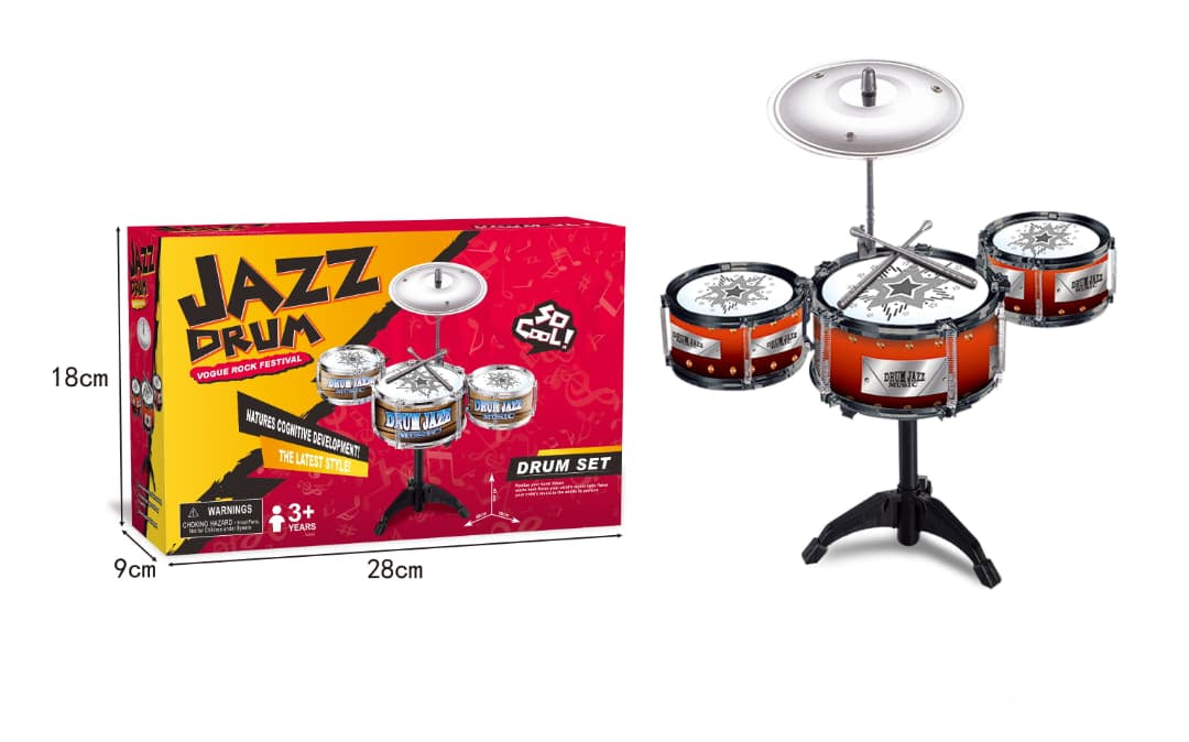 Jazz Drum Set Toy for Kids with Cymbal & Drumsticks