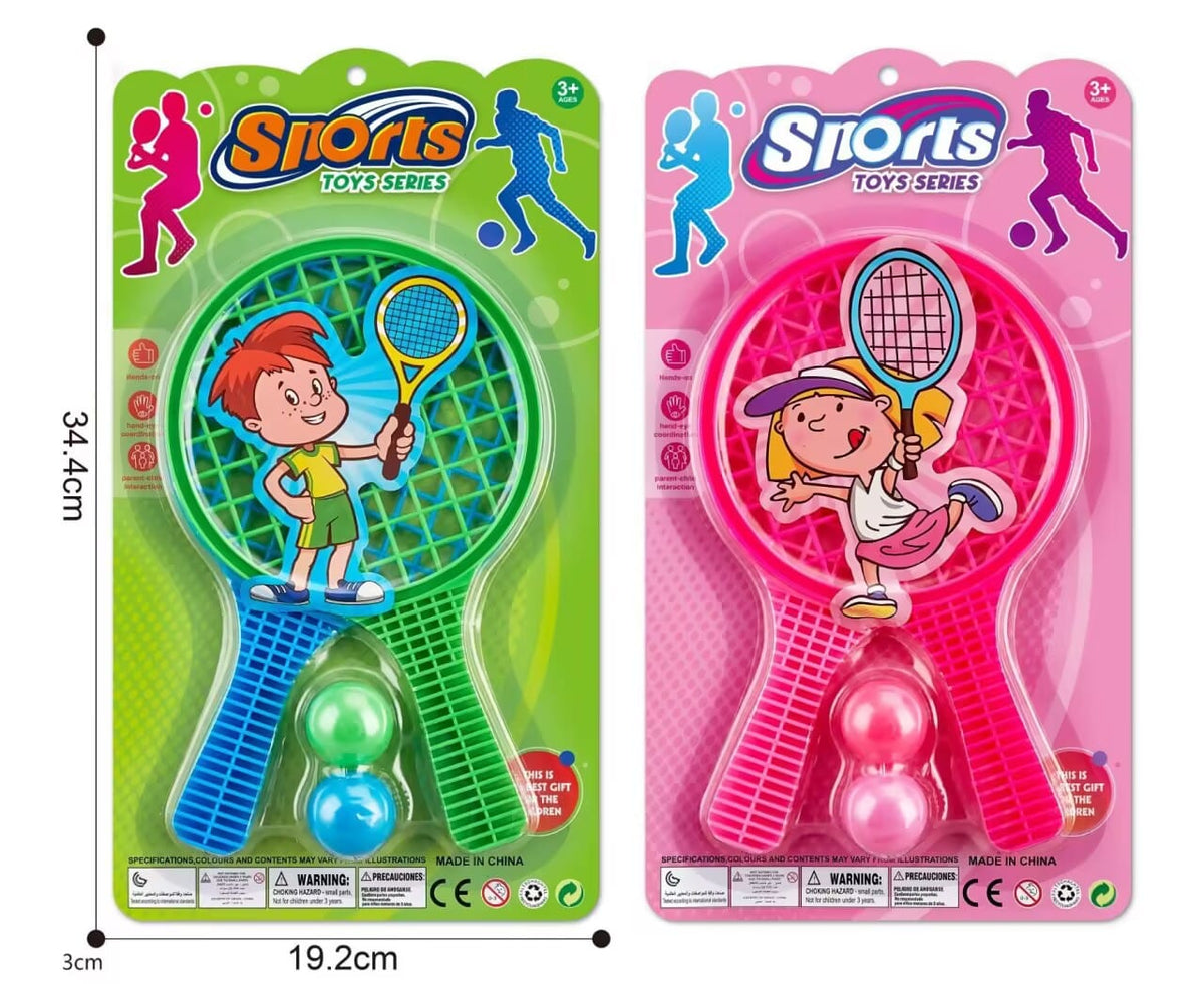 Kids Cartoon Tennis Racket Sports Set – 2 Assorted Colours