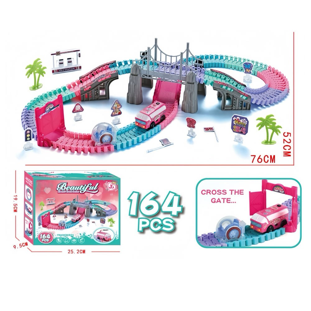 164 Piece Race Track Park Toys with 2 Electric Cars