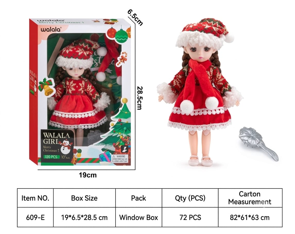 Christmas Girl Doll with Silver Accessory