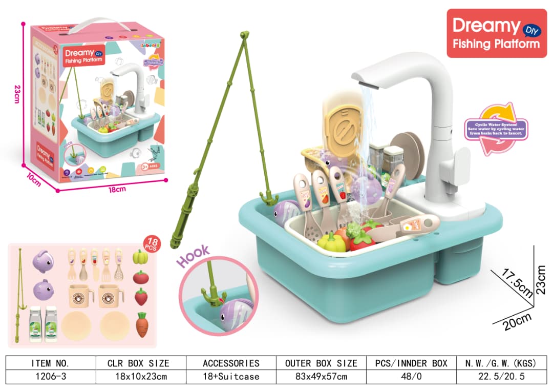 Dreamy DIY Fishing Platform Kitchen Sink Playset – Teal