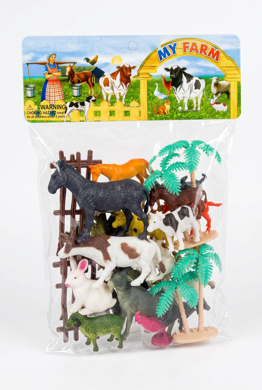 Farm animal set retail packaging