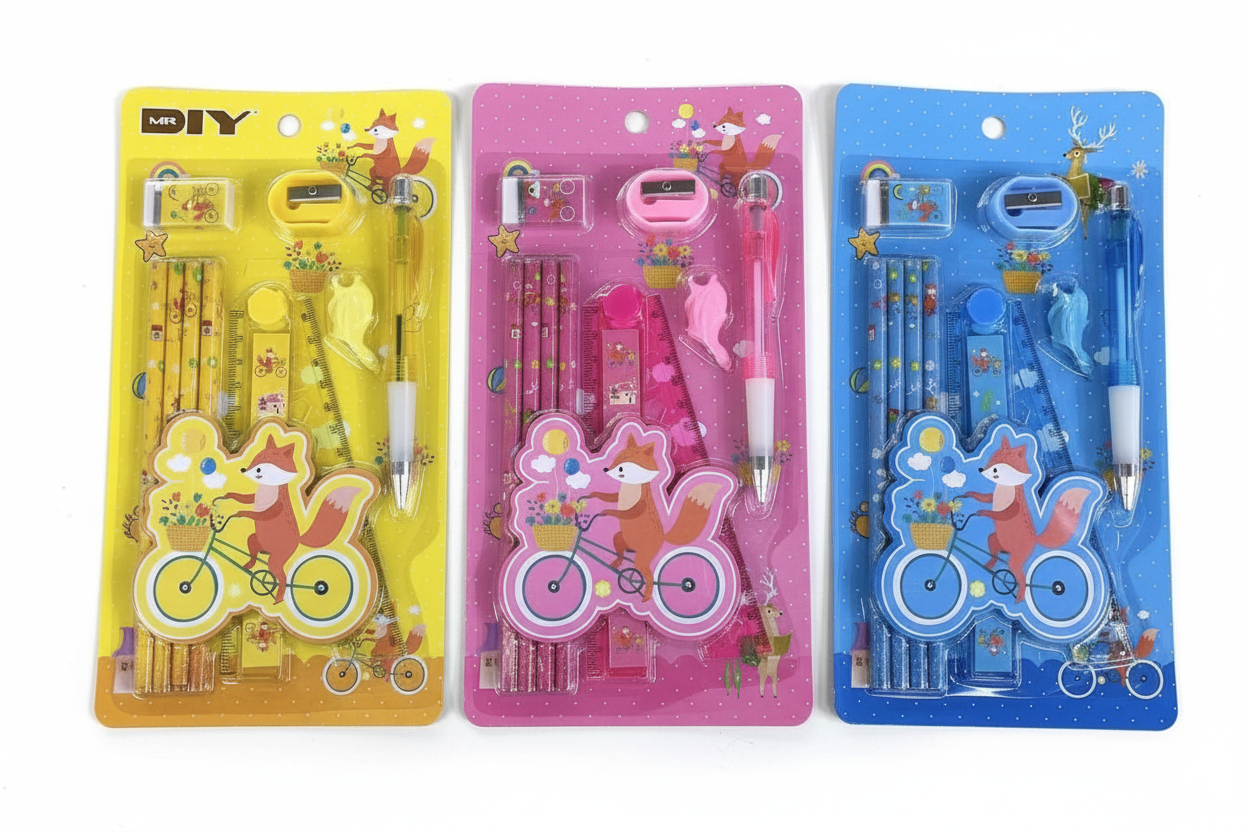 Flat lay all three fox stationery sets