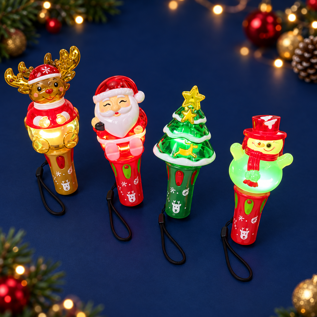 Four Christmas toys from a different angle