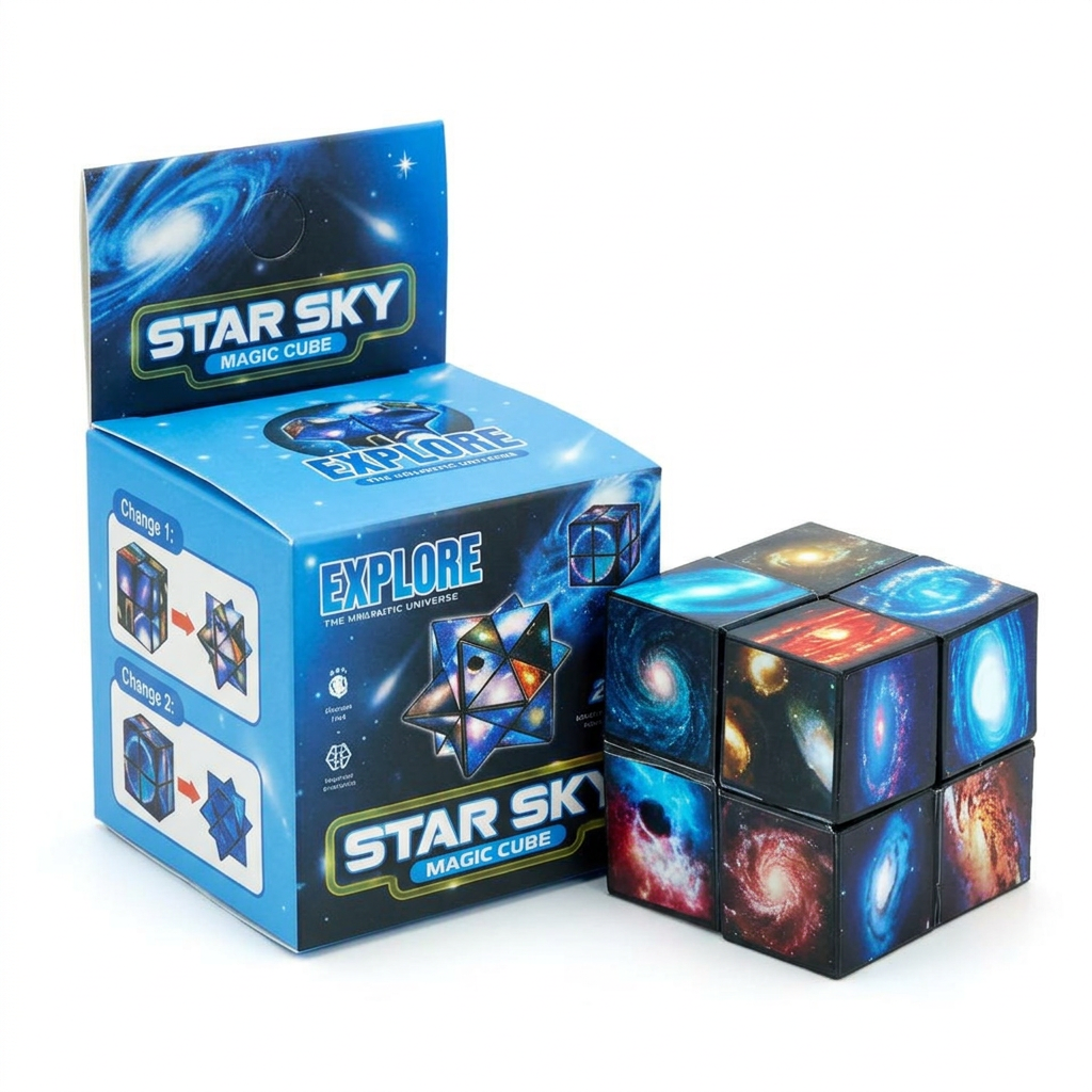 Galaxy cube with retail packaging