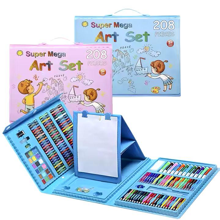 208 Pieces Art Set Drawing, Painting Set with Colours Crayon Paper Nursery School Gift Set