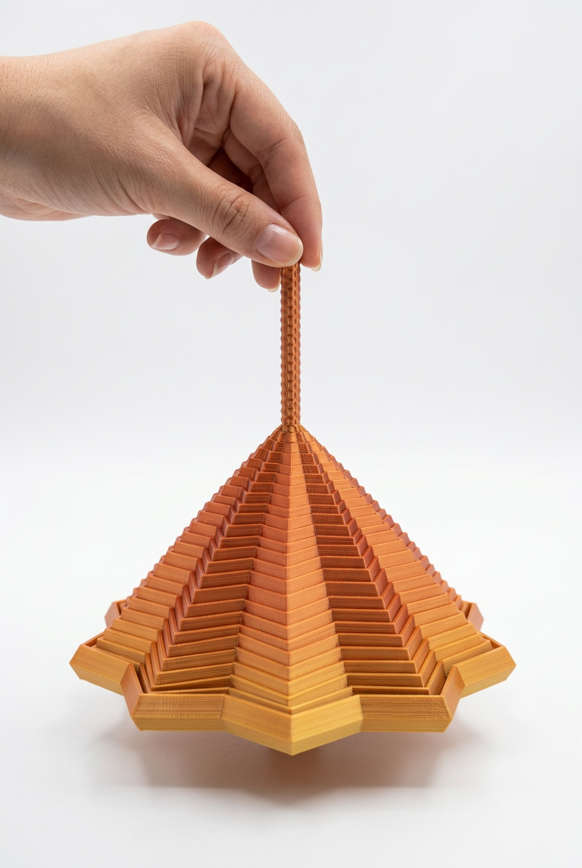 Hand demonstrating the expanding layered star fidget