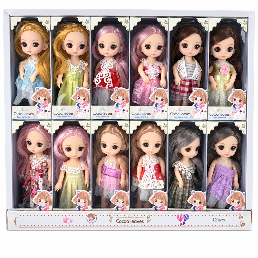 High-resolution restoration of the boxed 12-doll set