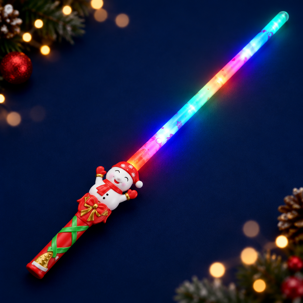 Illuminated snowman wand from a different angle