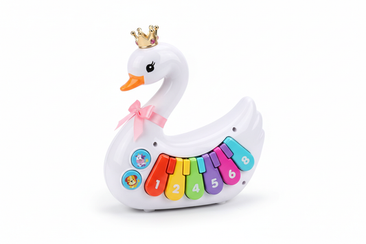 Swan Piano toy studio product photo on white background