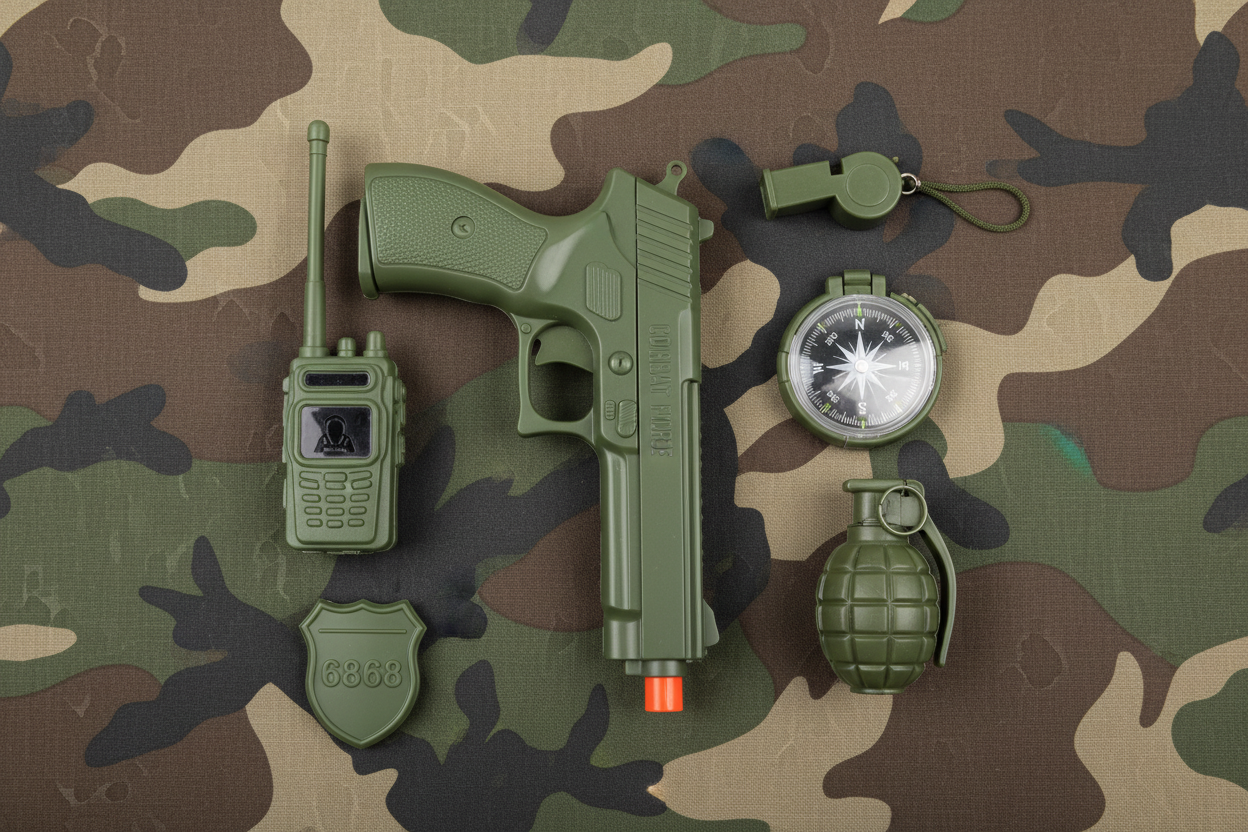 Call of the Army Role Play Set – camouflage flat lay