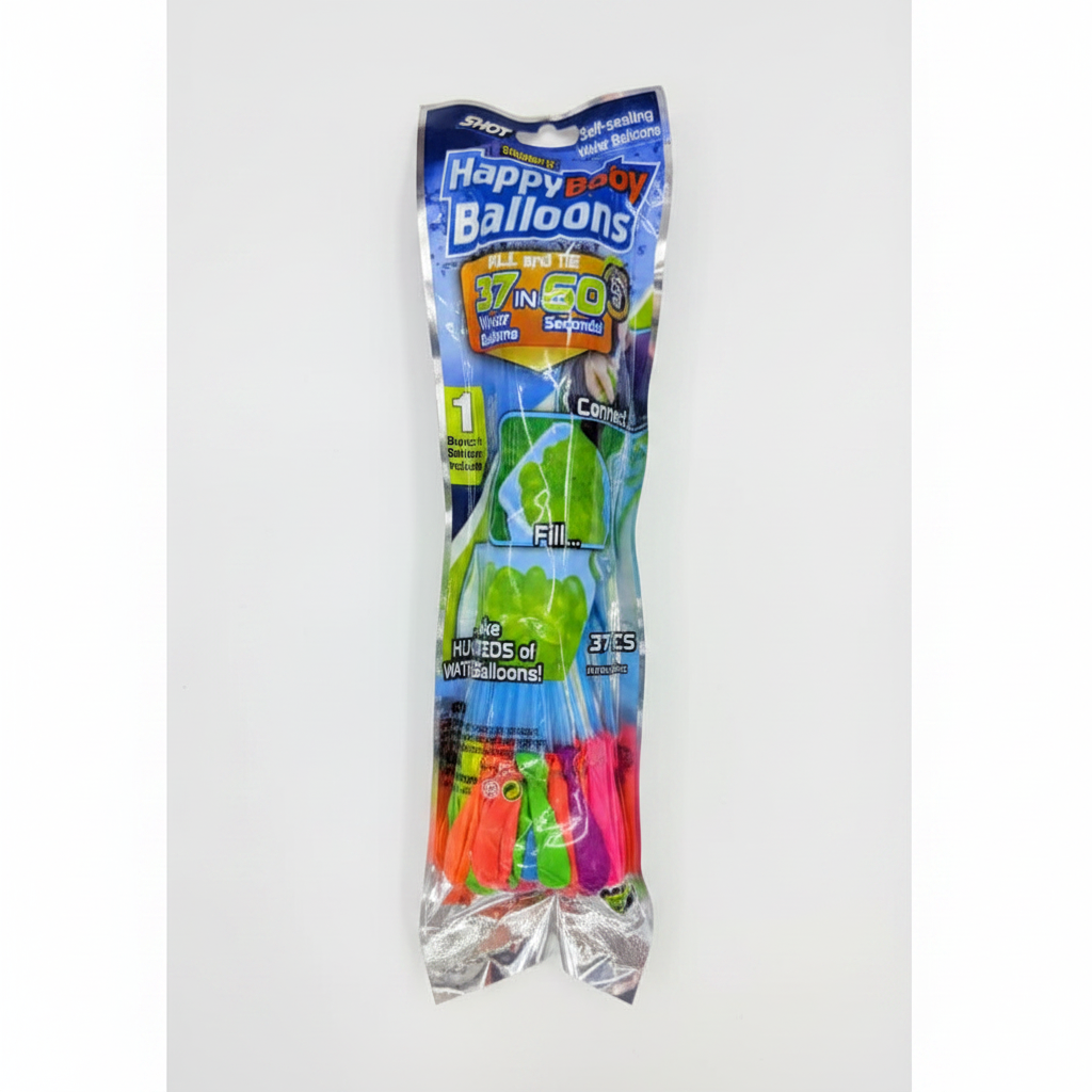 Happy Balloons 37 pcs self-sealing water balloons on white background