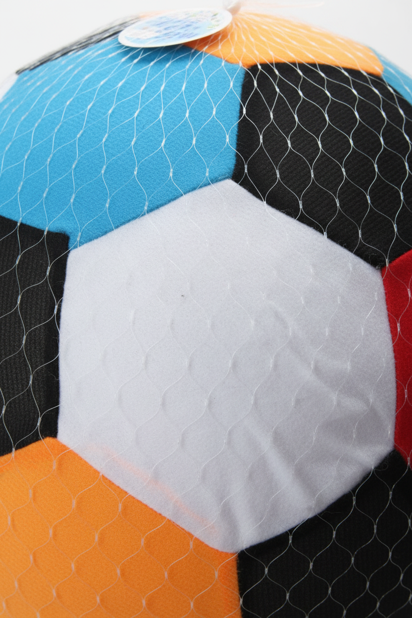 Colourful fabric football close-up detail