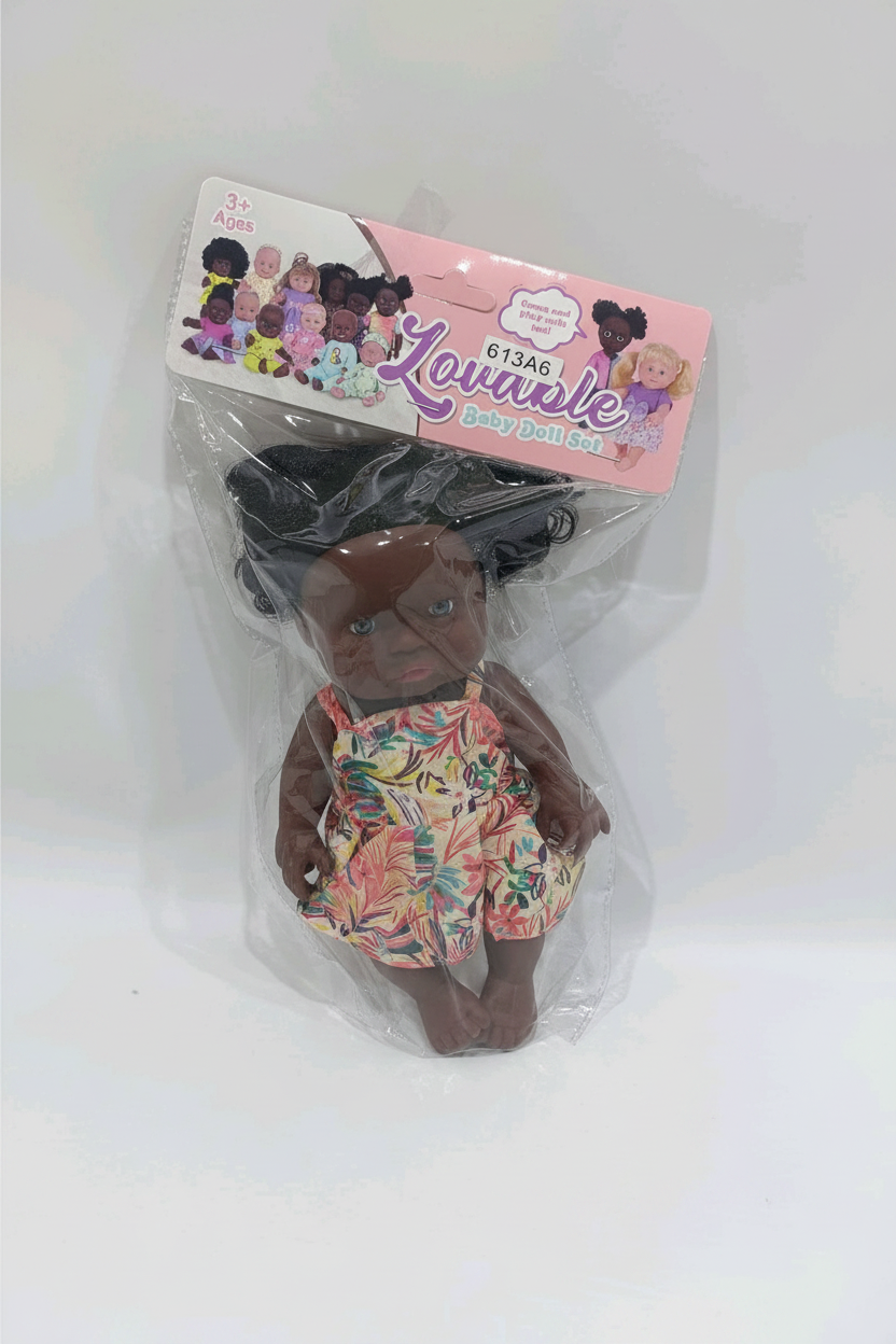 Lovable baby doll retail polybag packaging with pink header card