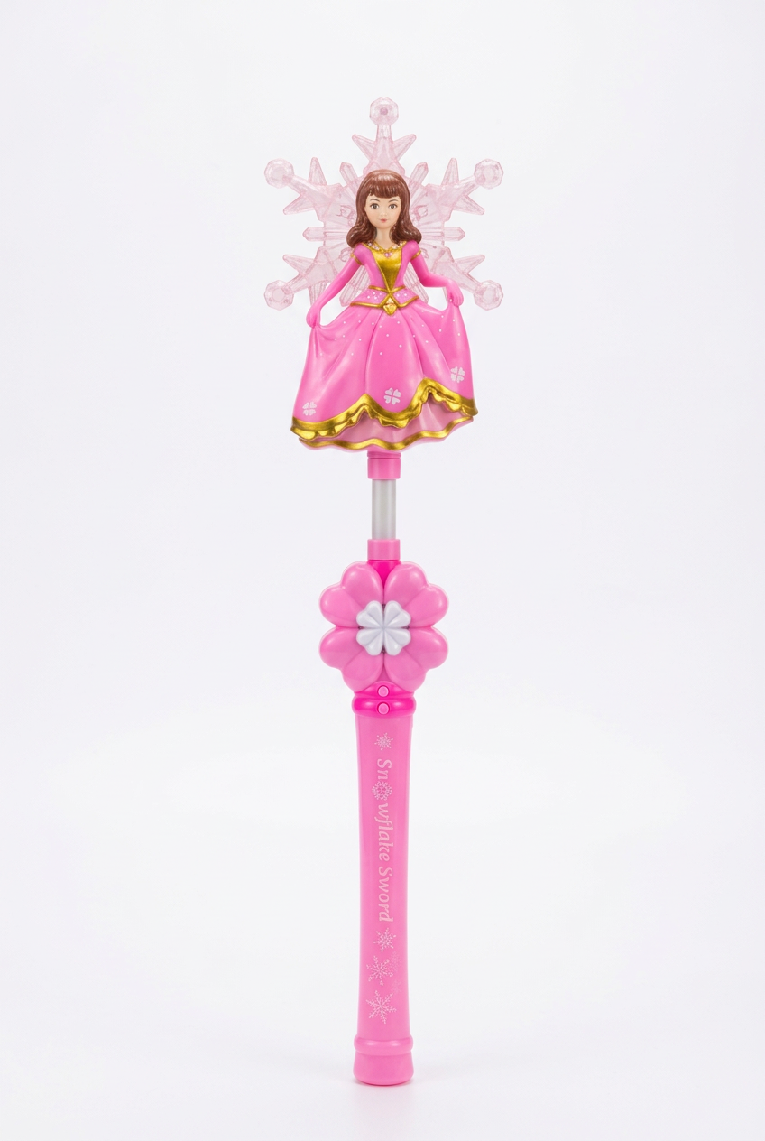 Individual pink princess snowflake wand