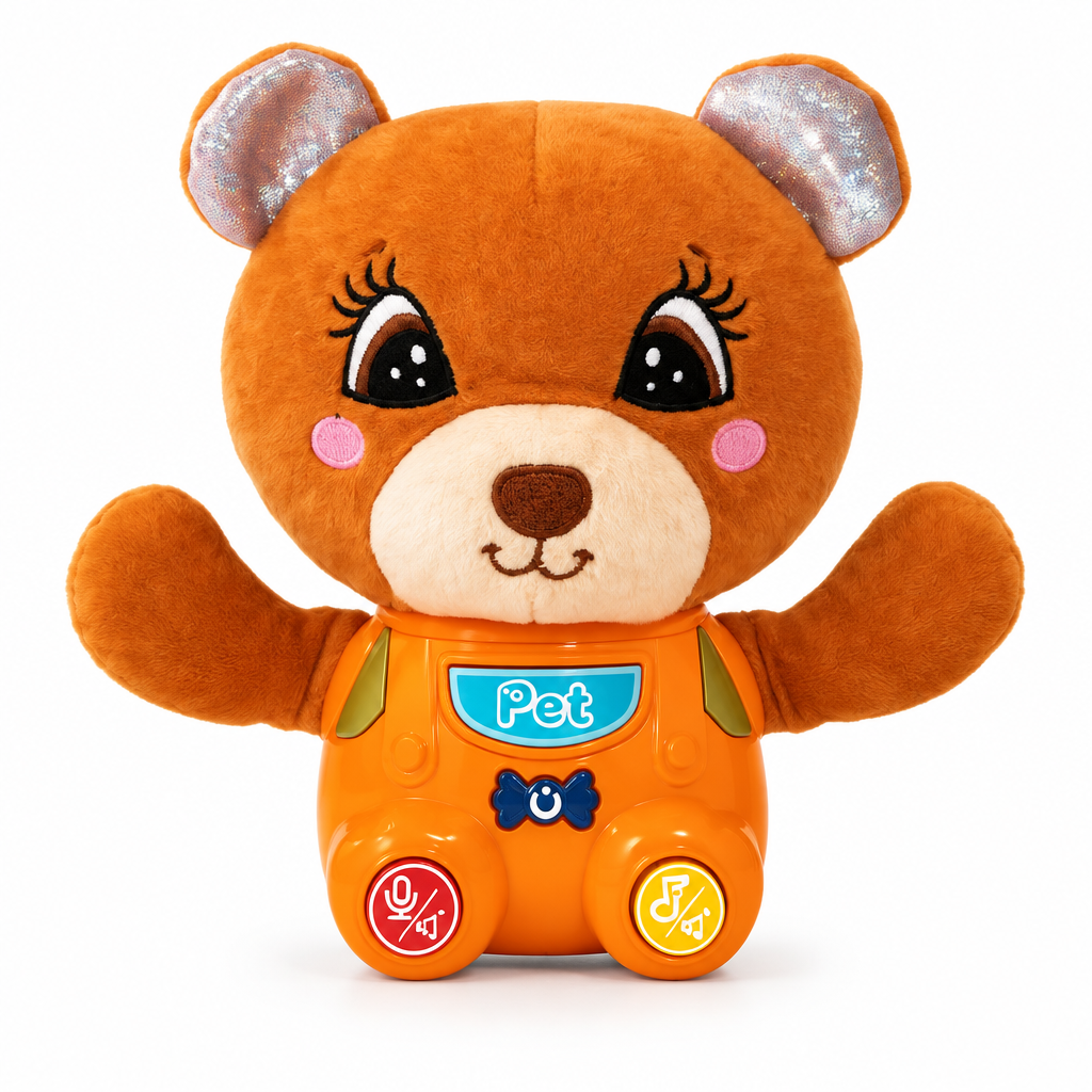 Interactive orange bear on white