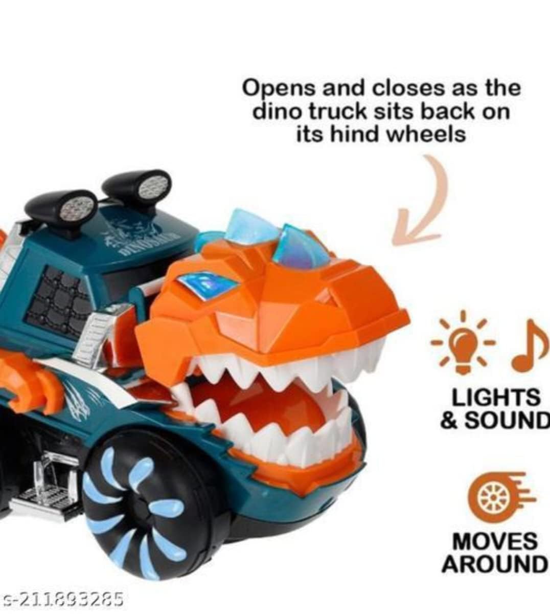 Dinosaur Car Toy for Boys Girls Dino Truck with Flashing Lights Music Roaring Sound