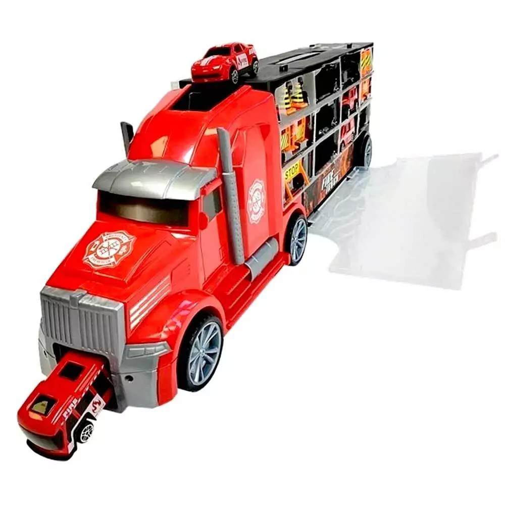 Fire Rescue Truck Toys for Kids, Including Copter Bus Car Van Role Play Toy Cars for Kids, Birthday, Christmas Gift