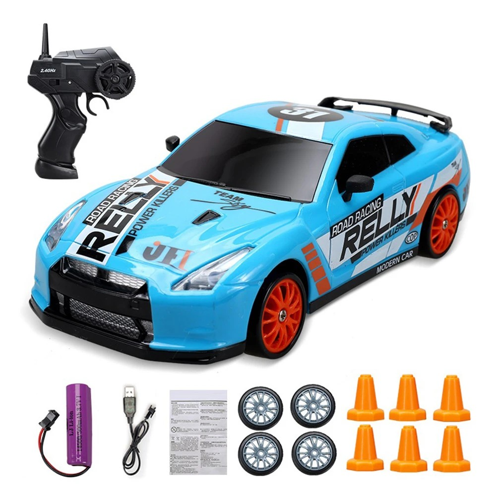 RC Drift Car 2.4GHz 1:24 Scale 4WD 15KM/H Remote Control Car High Speed Model Vehicle LED Lights