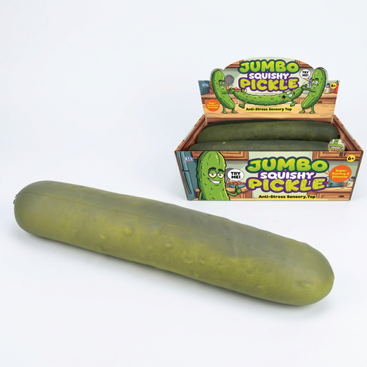 Jumbo squishy pickle with its original display box