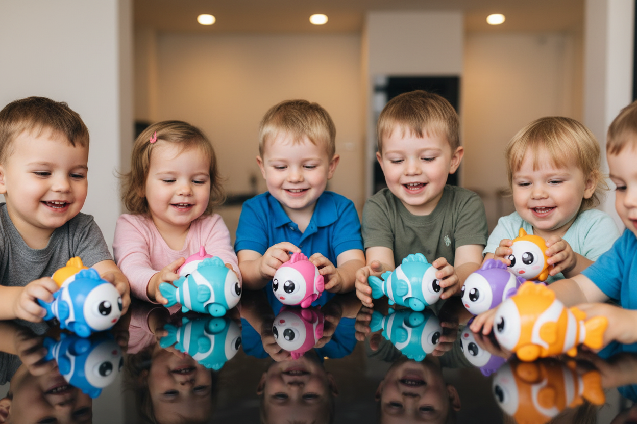 Kids playing with Cute Swinging Fish toys