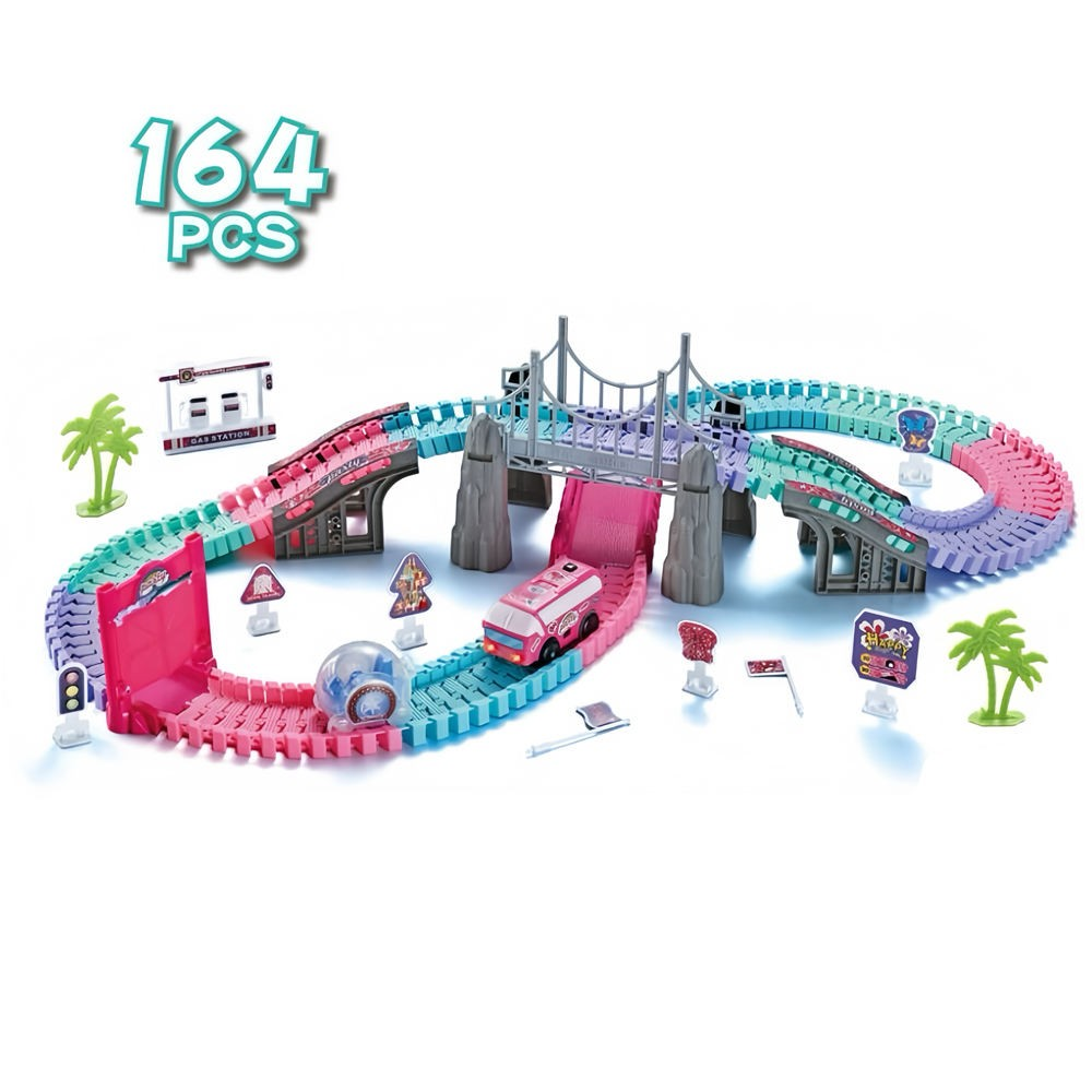 164 Piece Race Track Park Toys with 2 Electric Cars