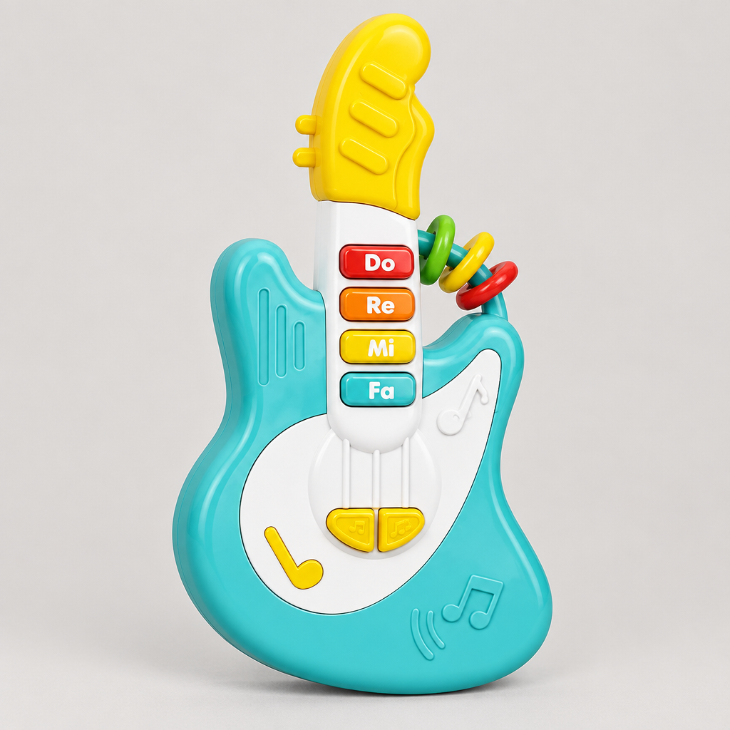 Musical toy photographed from a side angle