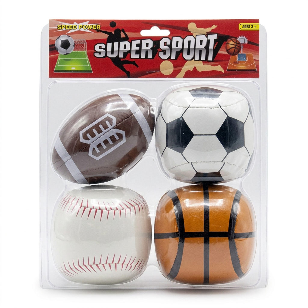 Sports-Themed Toy Ball Set – 4 Pieces