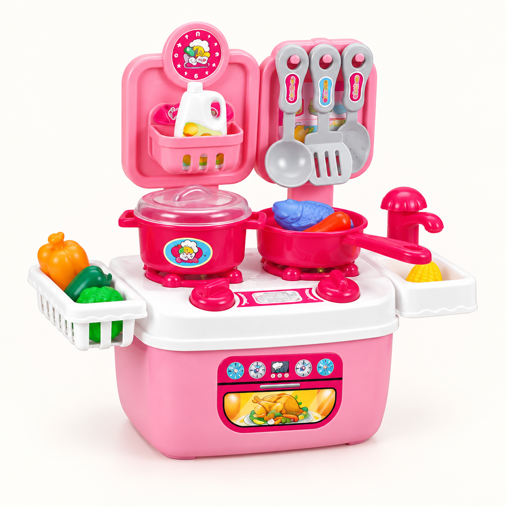 Pink cooking playset studio shot