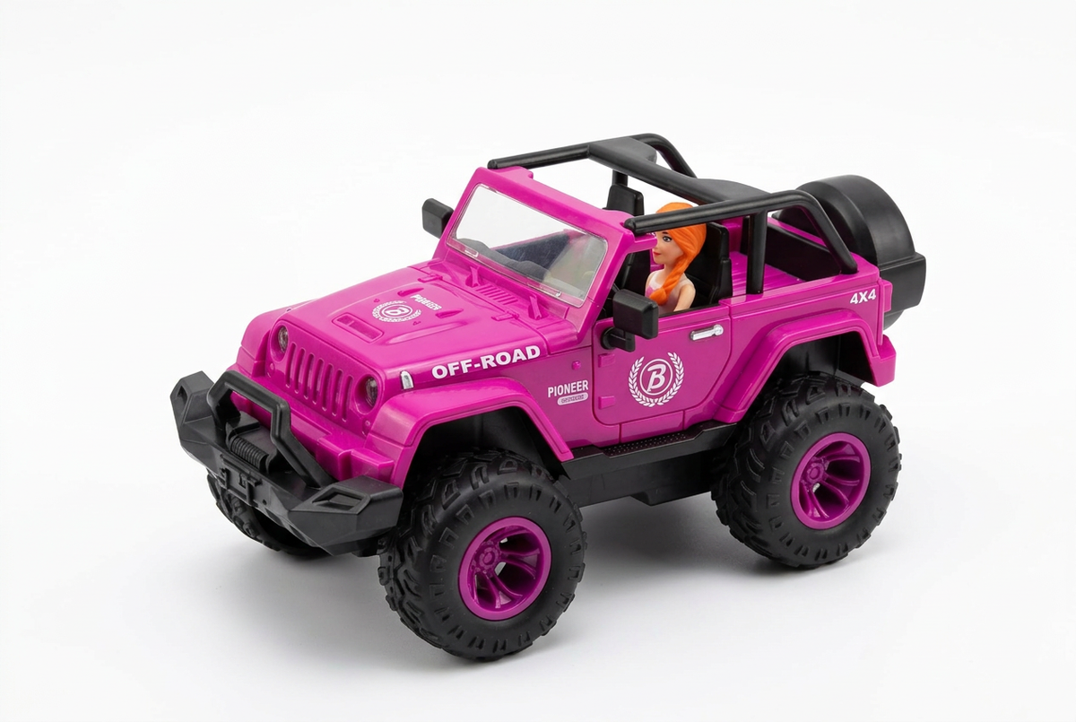 Pink off-road toy vehicle out of packaging