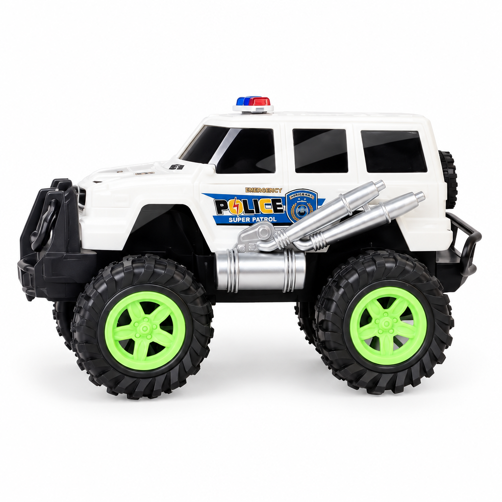 Police monster truck on a white studio background