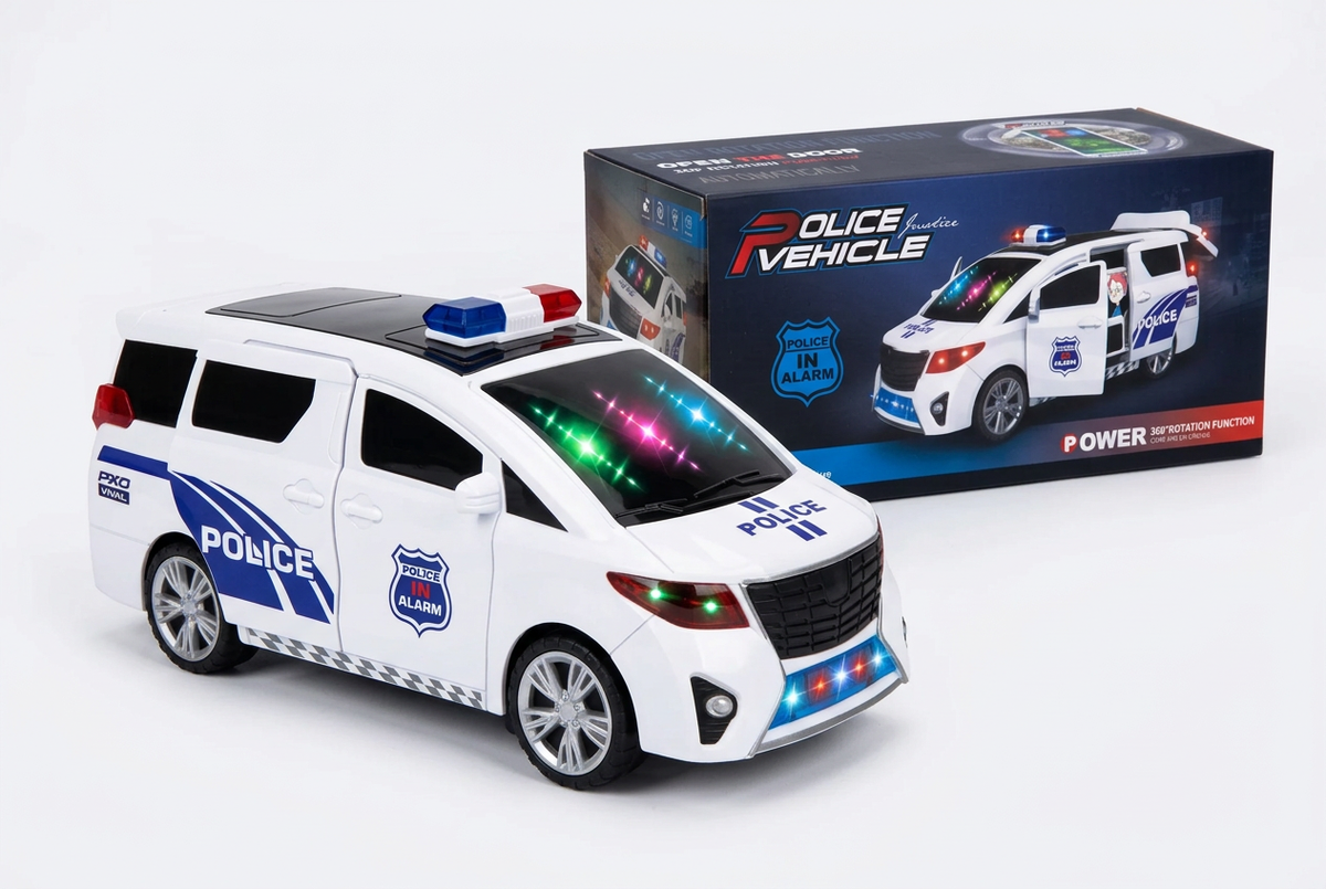 Police vehicle with retail packaging
