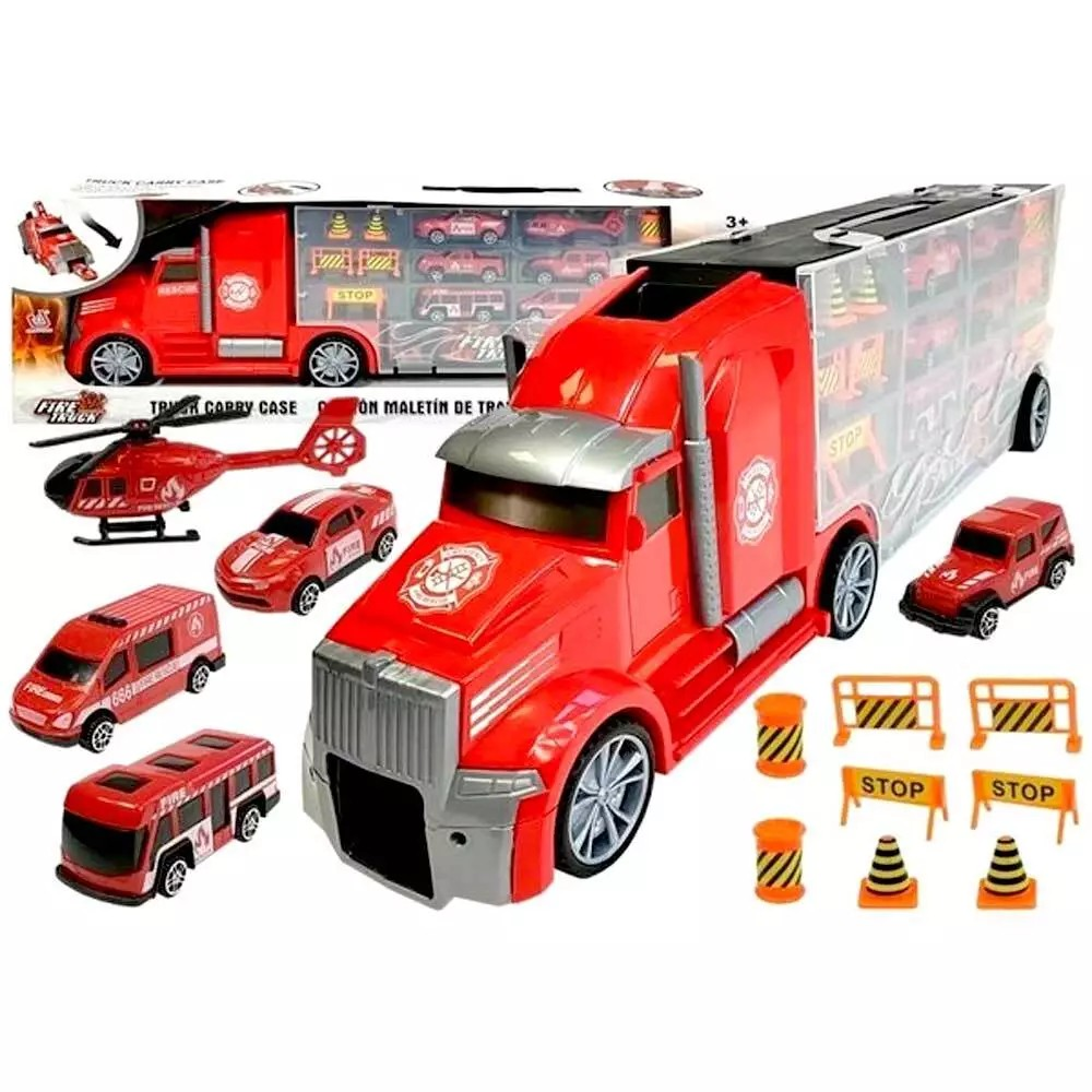 Fire Rescue Truck Toys for Kids, Including Copter Bus Car Van Role Play Toy Cars for Kids, Birthday, Christmas Gift