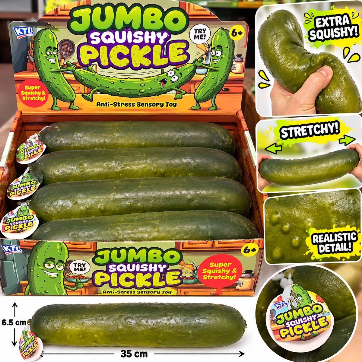 Jumbo Squishy Pickle Squeeze Toy pack of 6 pc