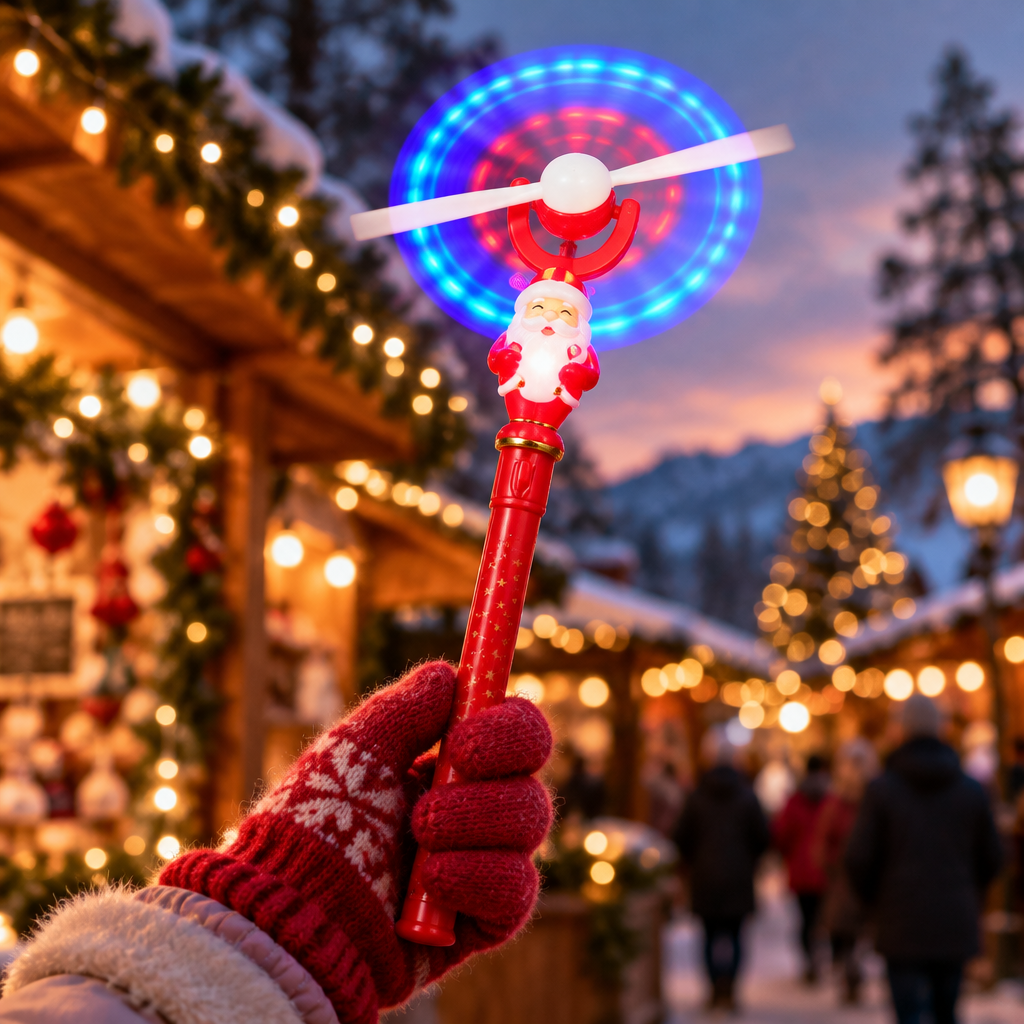 Santa spinner at an outdoor Christmas market