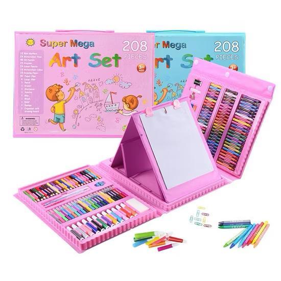 208 Pieces Art Set Drawing, Painting Set with Colours Crayon Paper Nursery School Gift Set