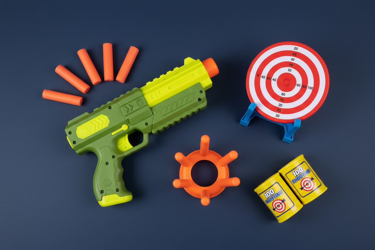 Shooting Game Soft Air Gun - Flat Lay