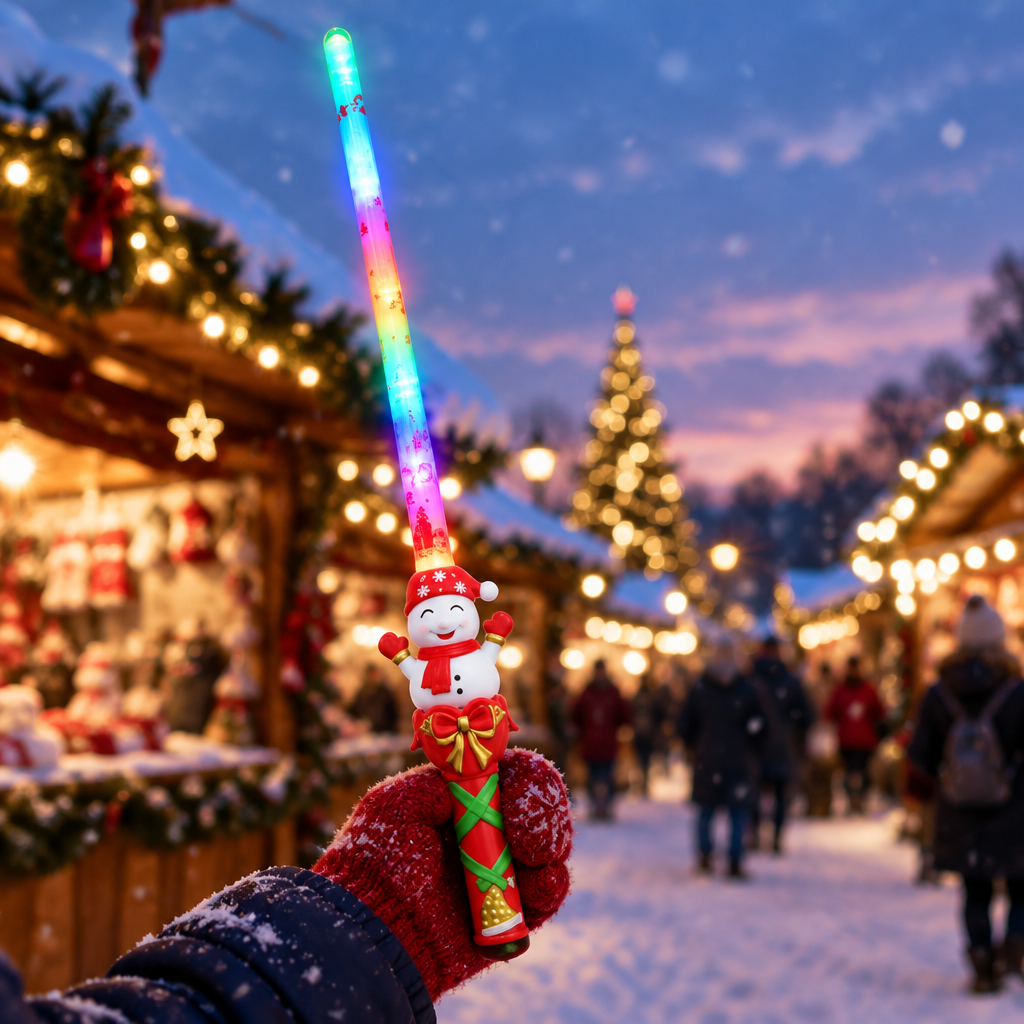 Snowman LED wand at a winter fair