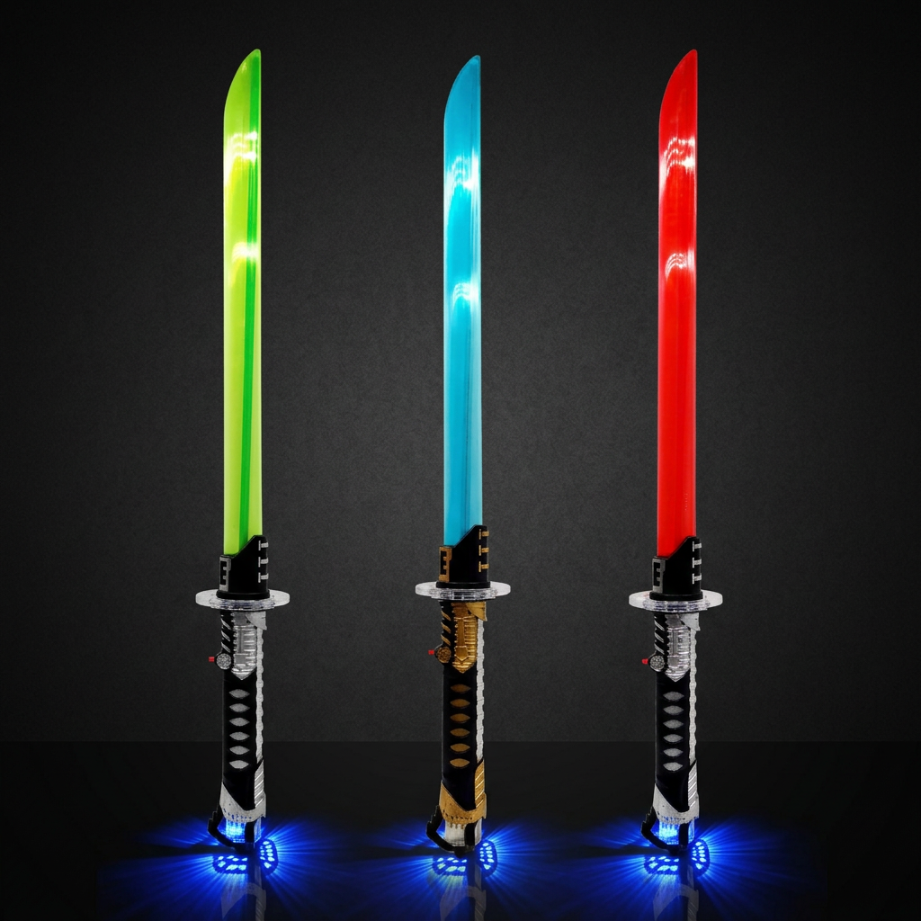 Three toy sword colours illuminated