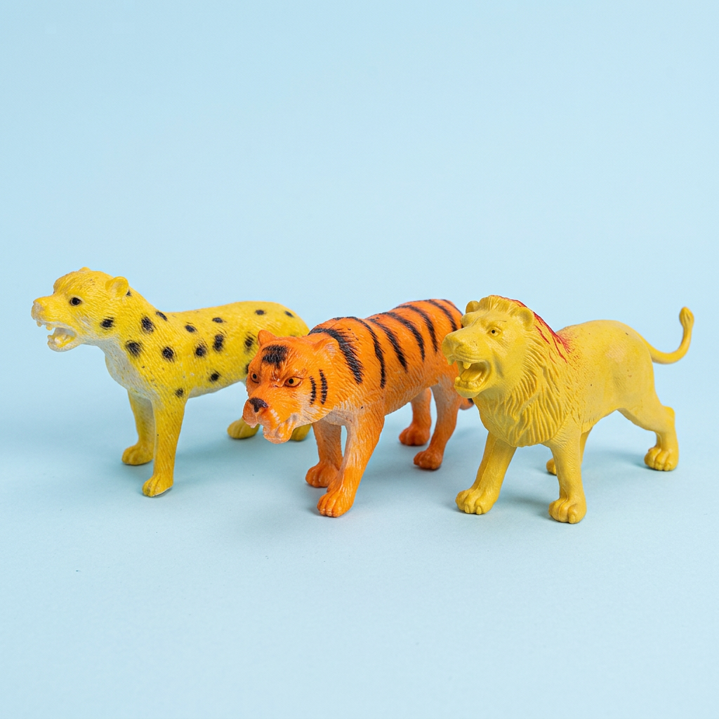Tiger, spotted big cat and lion figures