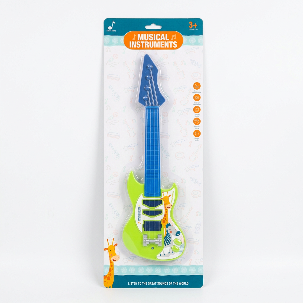 Toy guitar in its original-style packaging