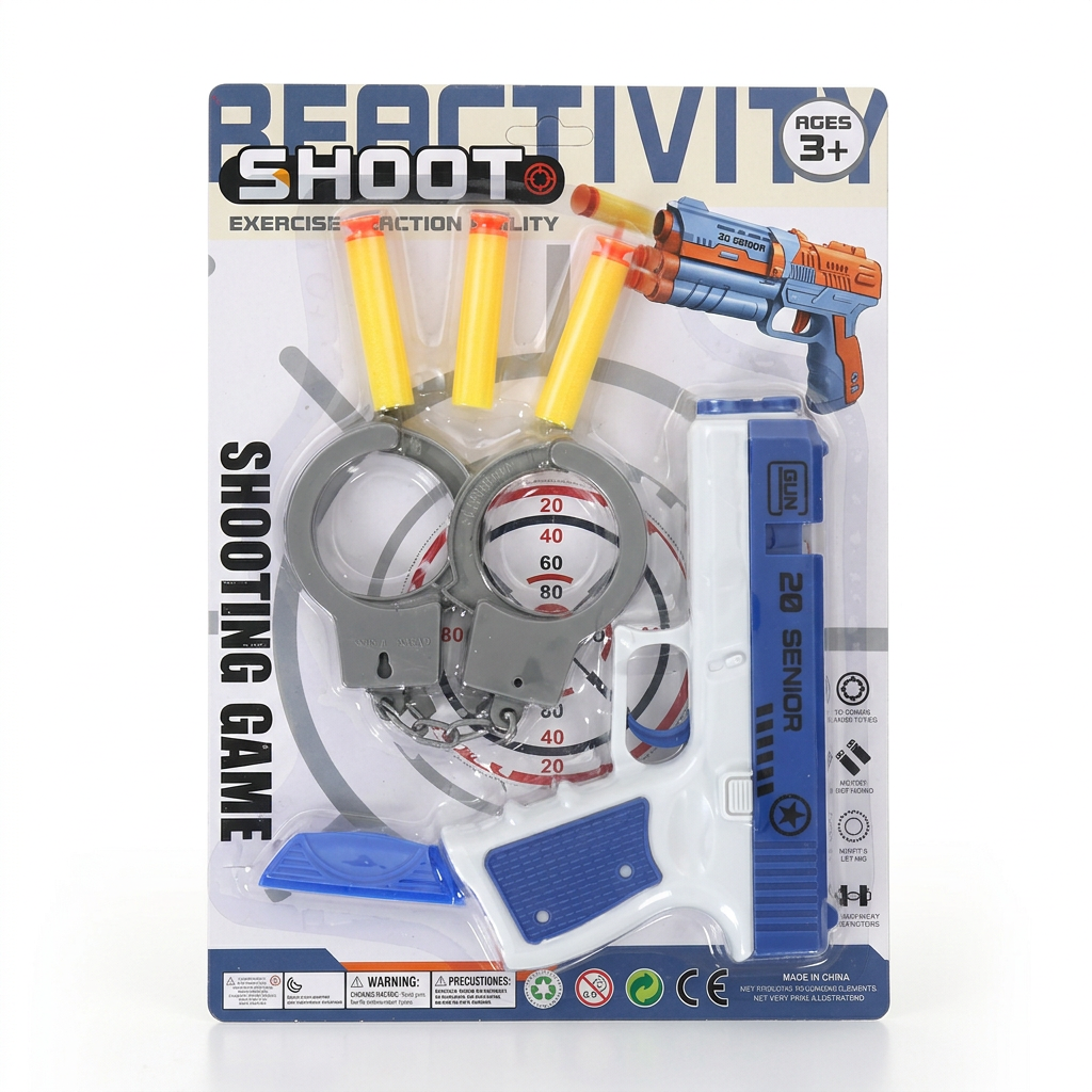Toy shooting game in retail packaging