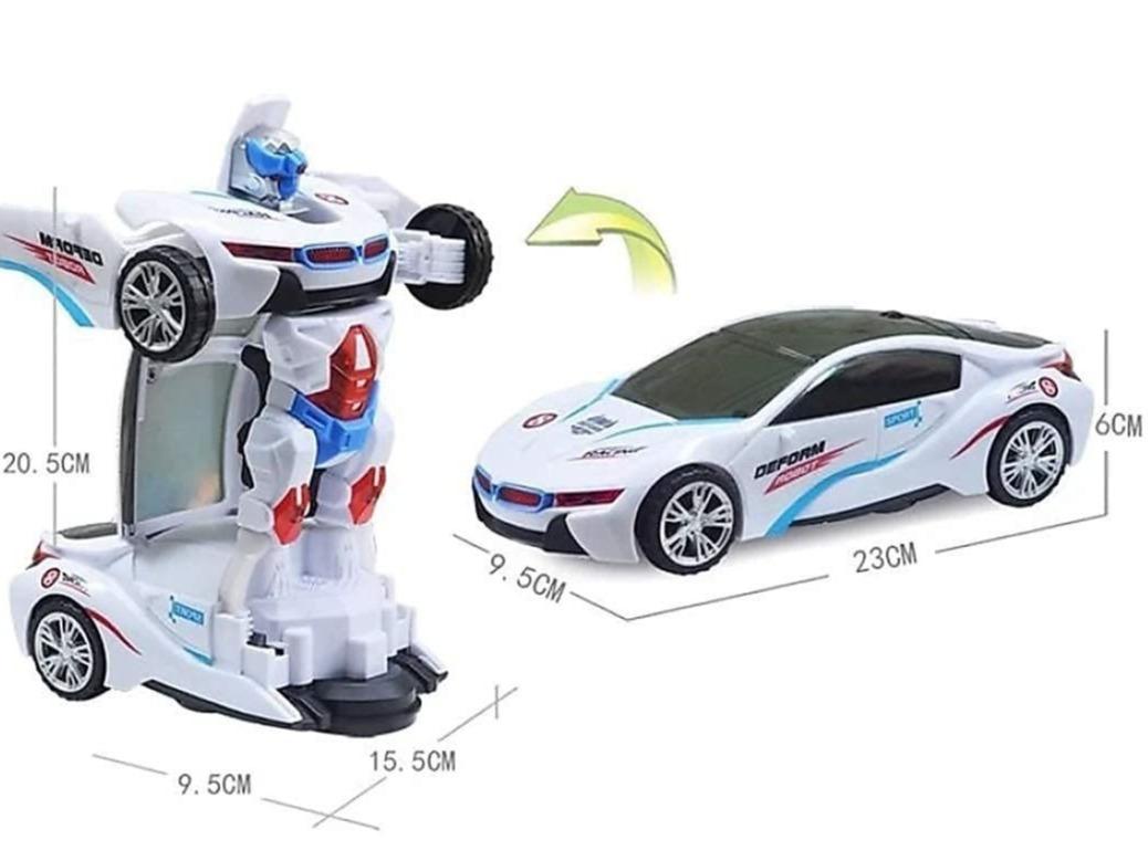 Robot Car for Kids Deform Car 2-in-1 Toy with Bump & Go Action, 3D Lights, Music