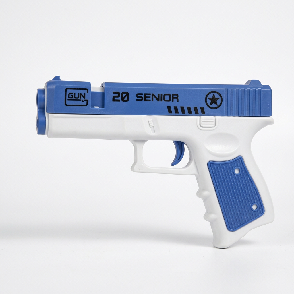 White-and-blue toy dart blaster