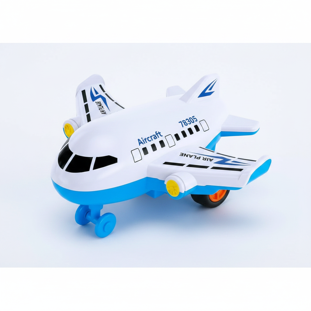 White/Blue Cartoon Airplane